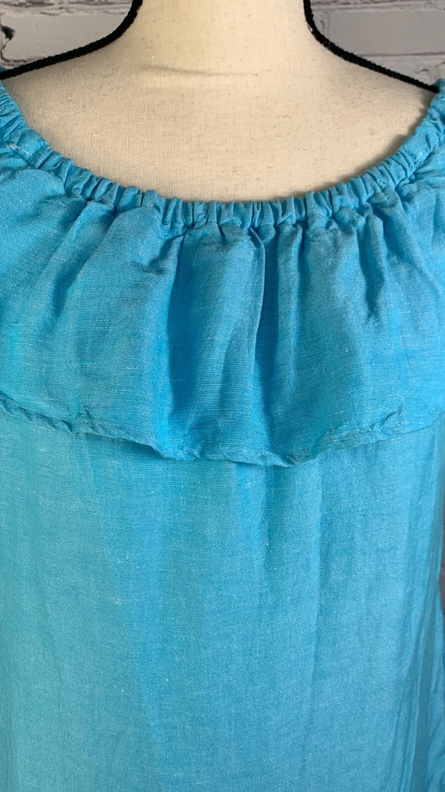 NEW Tommy Bahama Blue Linen Blend Off Shoulder Dress with Pockets Size XS