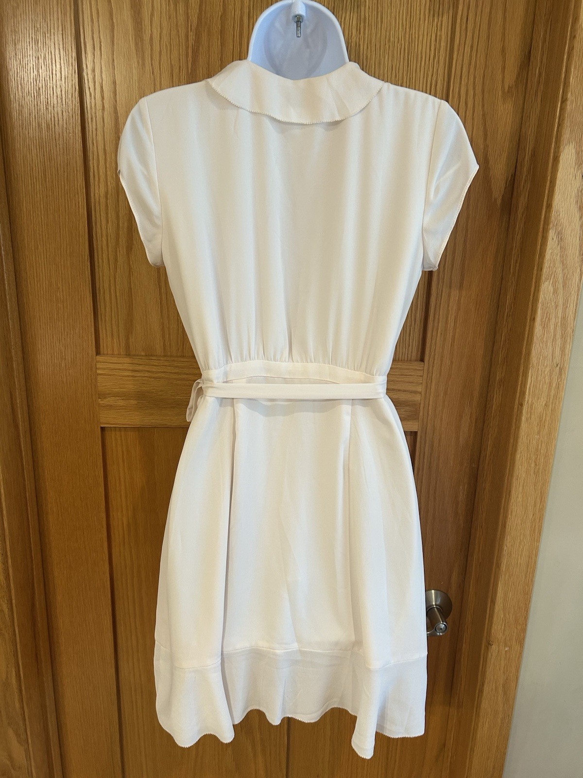 Sunday Best Ivory Chiffon V Neck High Low Wrap Mini Dress Ruffle Hem Size 2