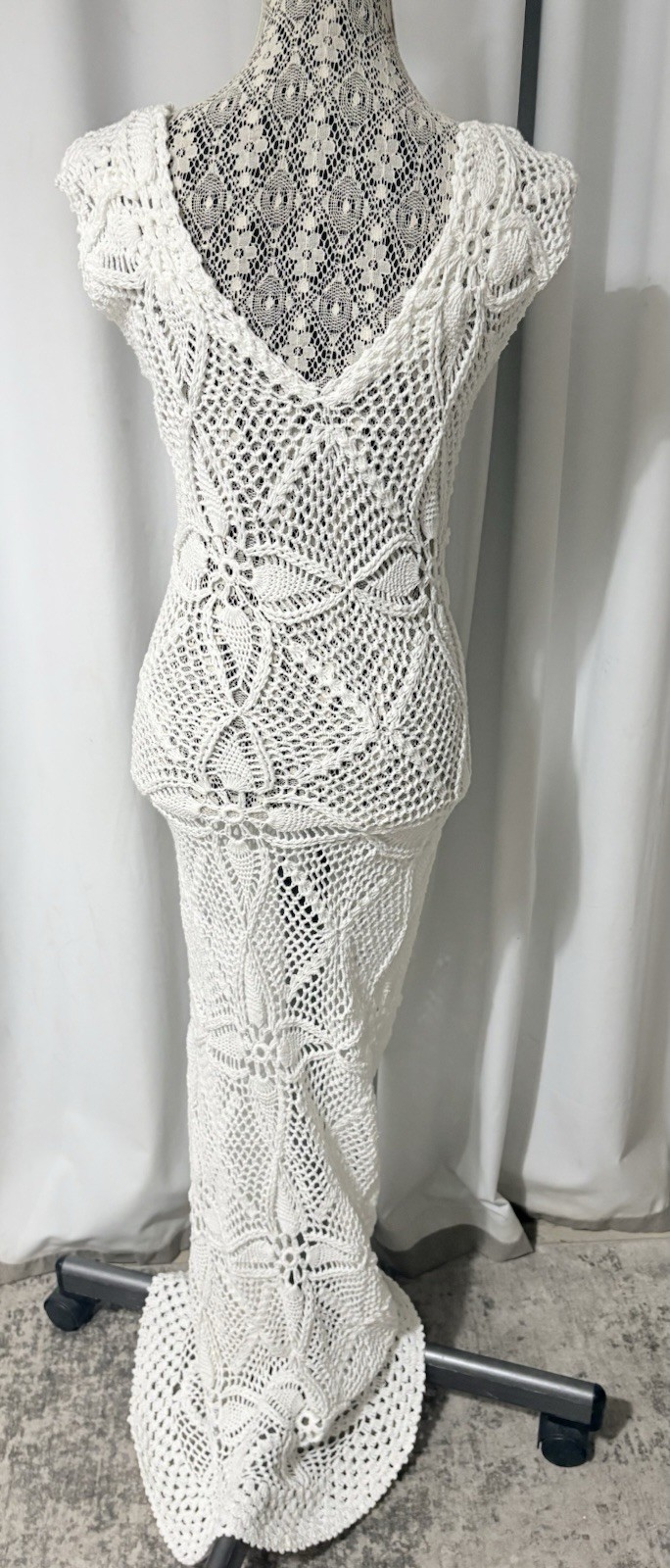 Sexy White Crocheted Mermaid Body Con Stretch Dress One Size Unbranded
