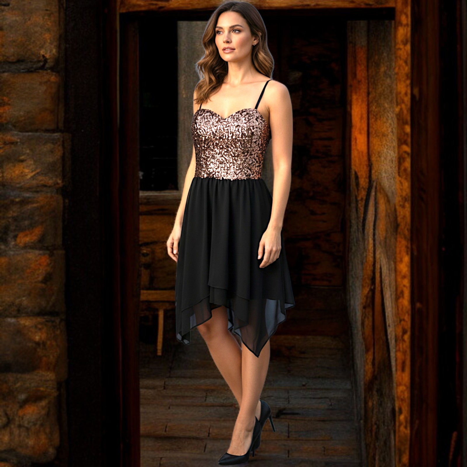 Y2K Speechless Sequin Asymmetric Dress M Sheer Fairy Grunge Whimsigoth Sparkler