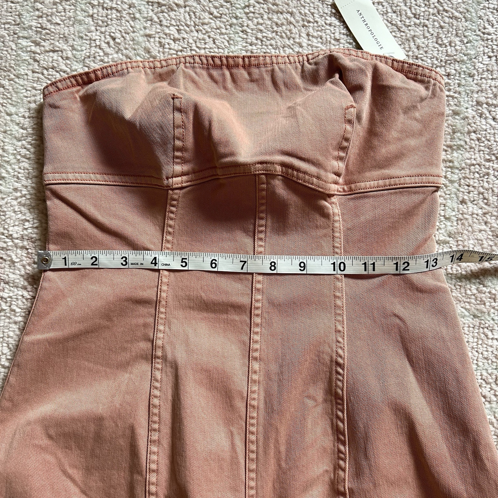 NWT Anthropologie Pilcro Icon Fluted Denim Midi Dress Size Small Coral