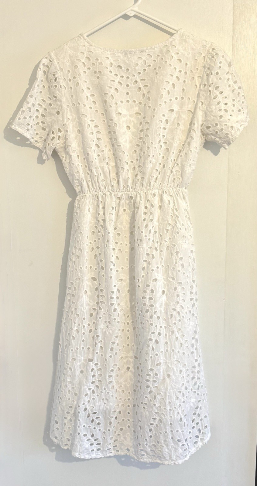 Valentina Naldi Midi Dress White, Eyelet Lined, Made in Italy, 100% Cotton Large