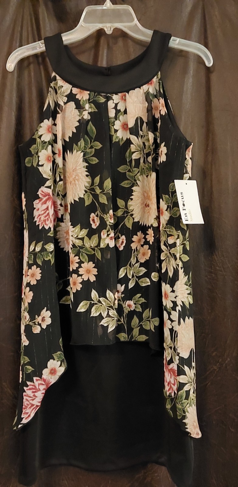 En Focus Studio Floral Shift Dress Halter Sleeveless Size 10