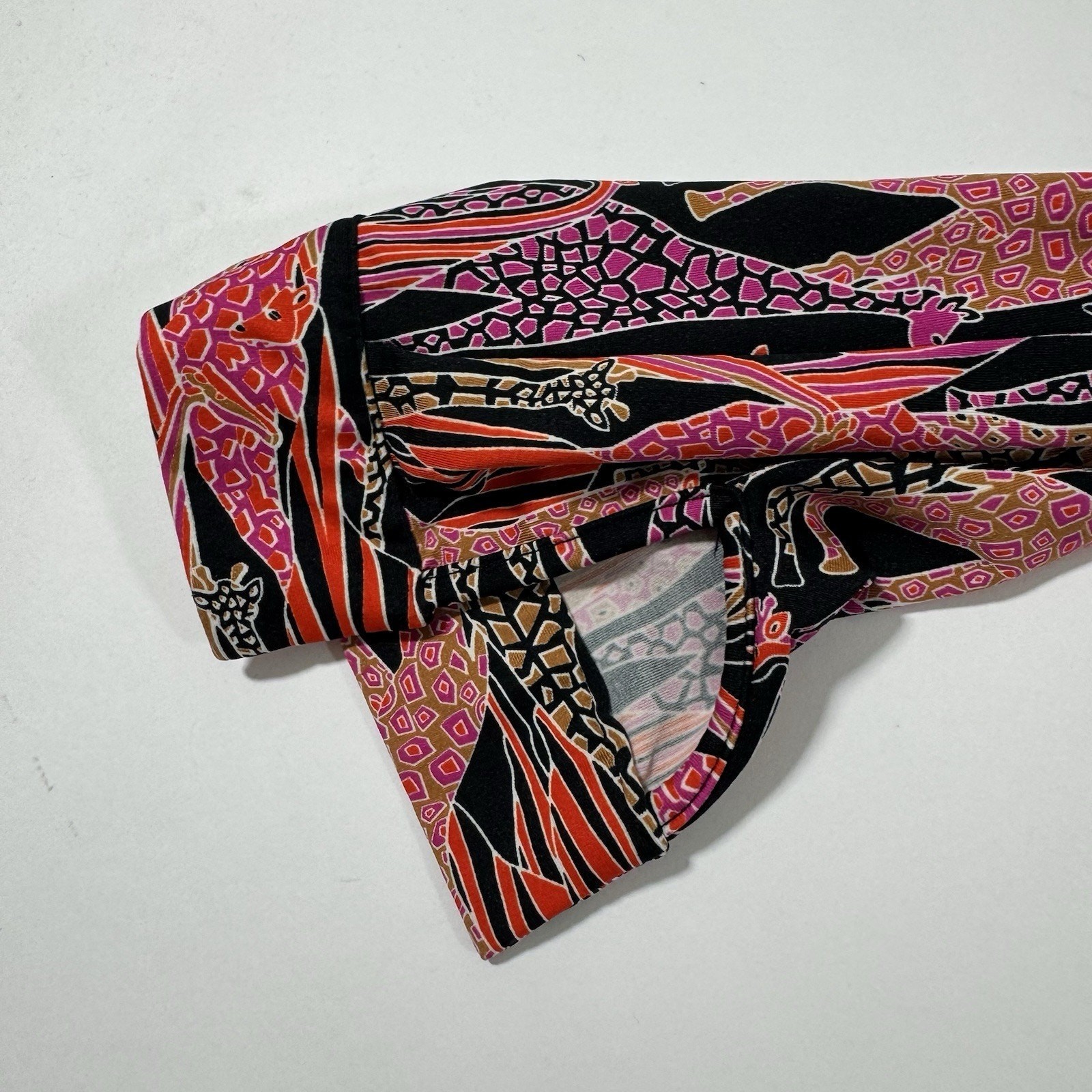 Julie Brown Wrap Dress Size Small Giraffe Print Black Pink