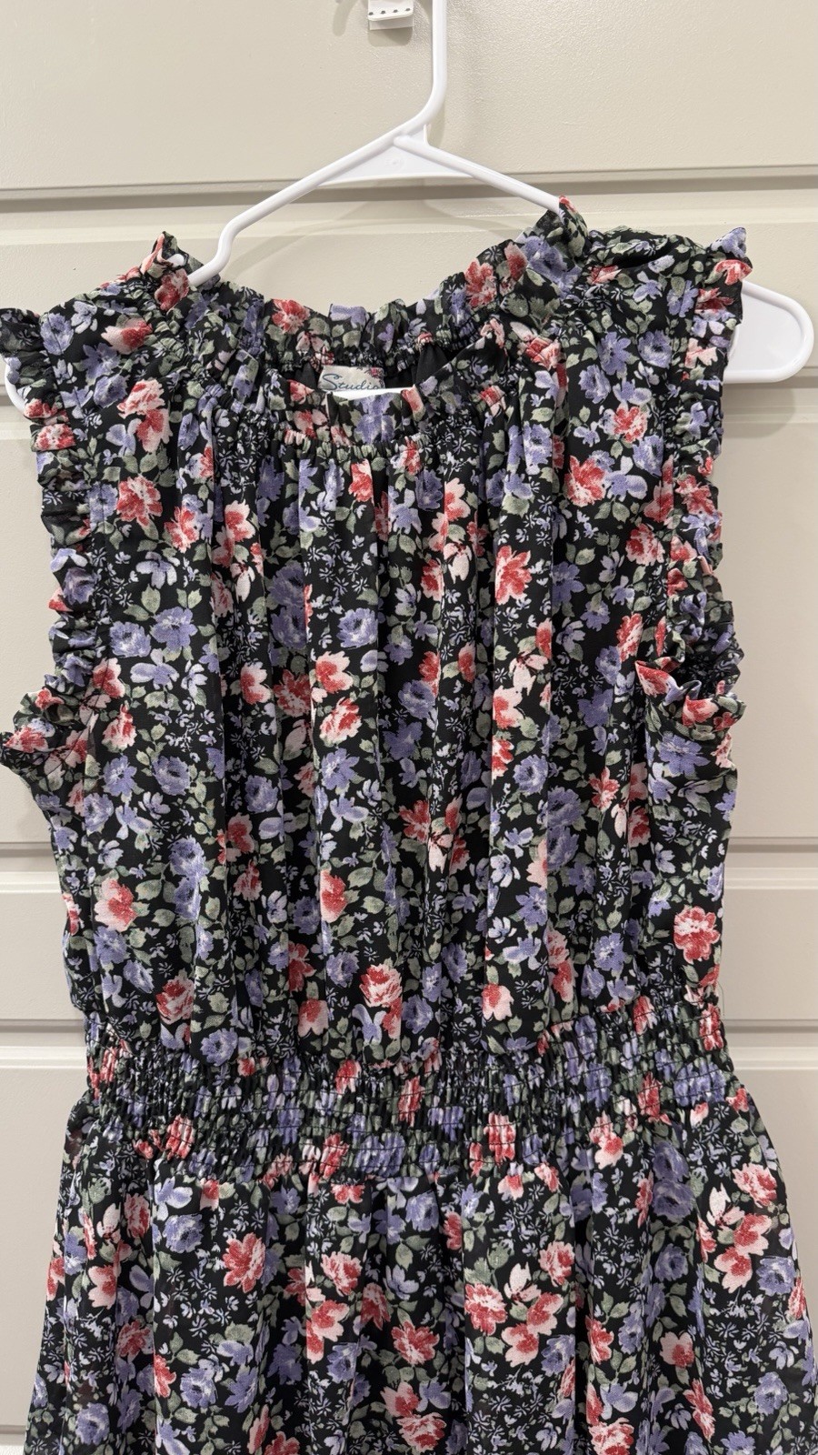 Studio West Dress Women Medium Floral Print A-Line Smocked Knee length