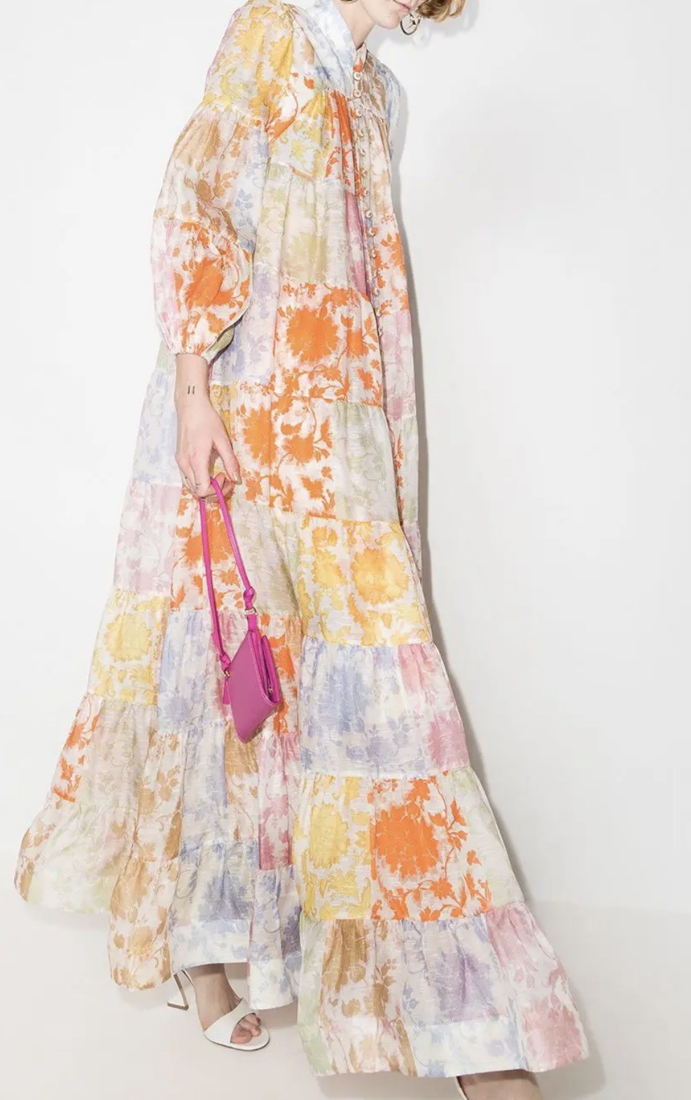 Zimmermann Post Card Lantern Floral Print Maxi Dress, Size 0/ AU 8