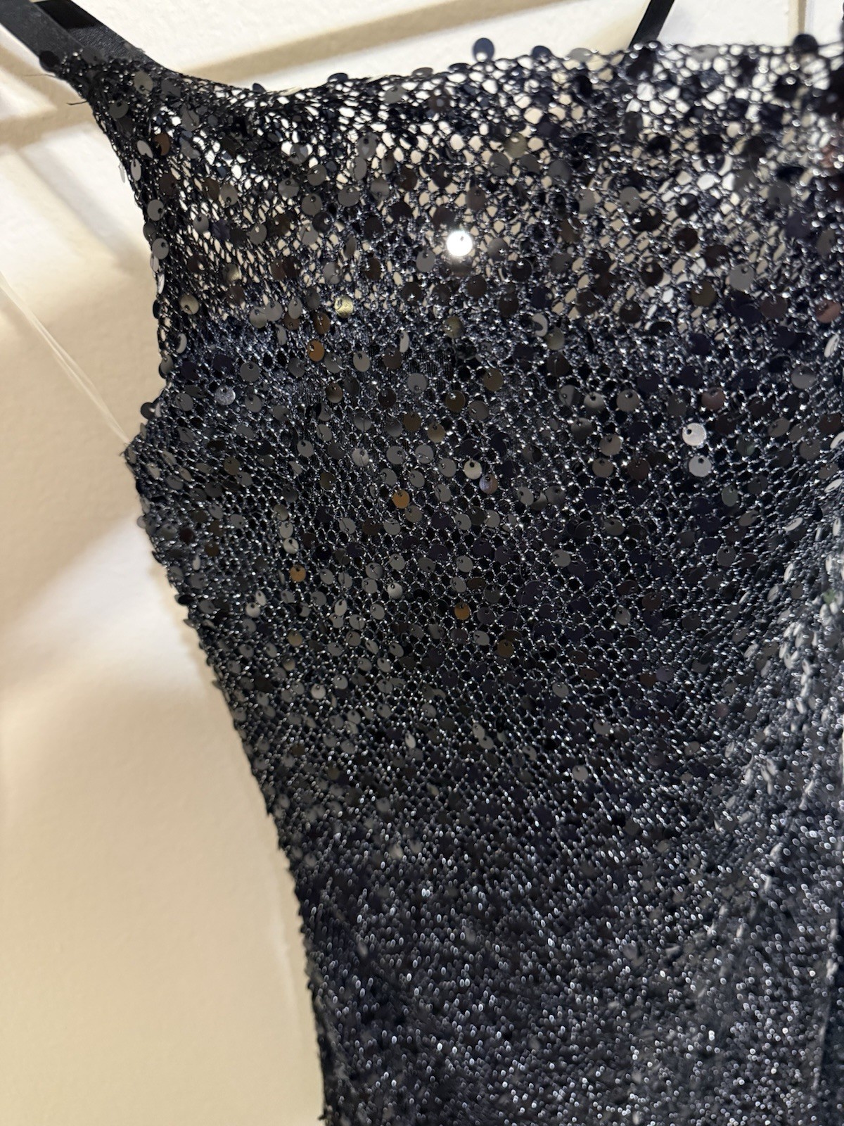 Madden Girl Black Sequin V-Neck Strappy Bodycon Mini Dress Party Size S