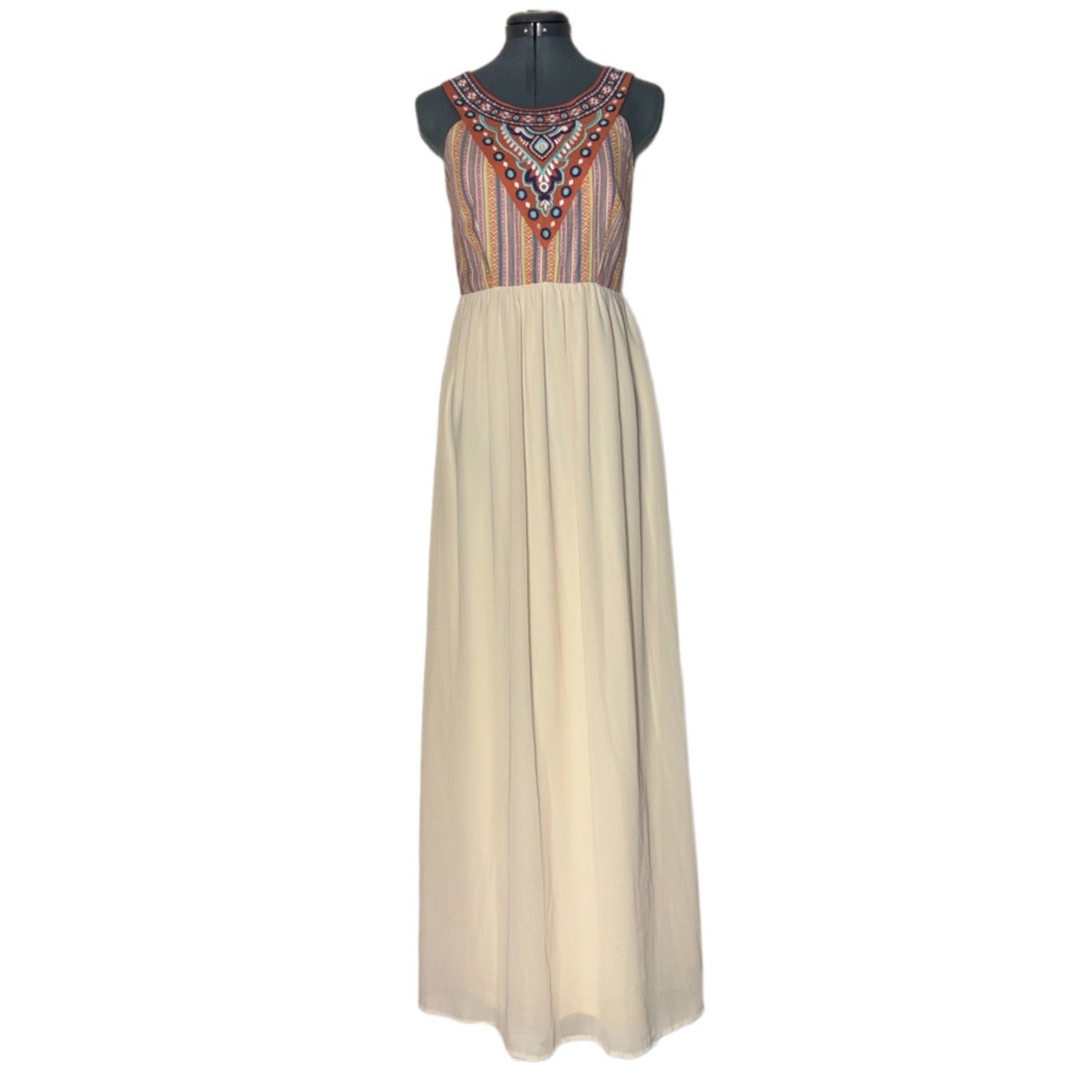 Flying tomato Boho Maxi Dress colorful Embroidery Woman’s Size Large Orange