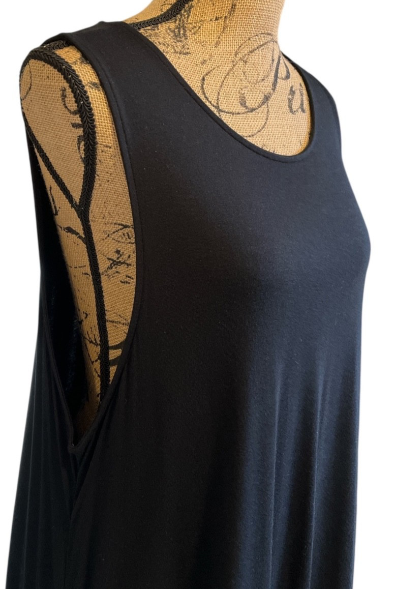 Melrose And Market Stretch Shift Swing Dress 2X Black Midi Length Sleeveless
