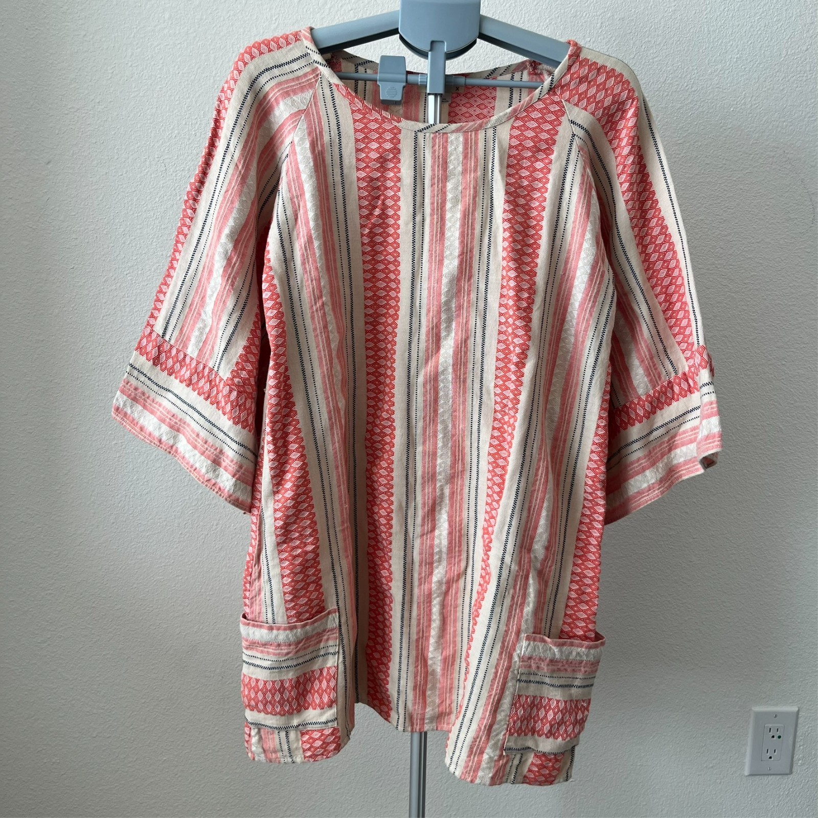 Stark X Womens SM Shift Dress Tunic Orange Striped Costal Resort Beach Cover Up