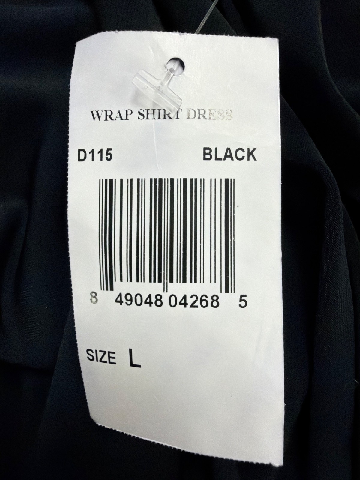 Melissa Masse Womens Black Wrap Shirt Dress Large Stylish & Comfy