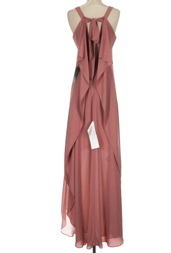 NWT BCBG MAXAZRIA SIZE S DACEY ROSE BACK CASCADE RUFFLE HIGH-LOW DRESS MRP $268
