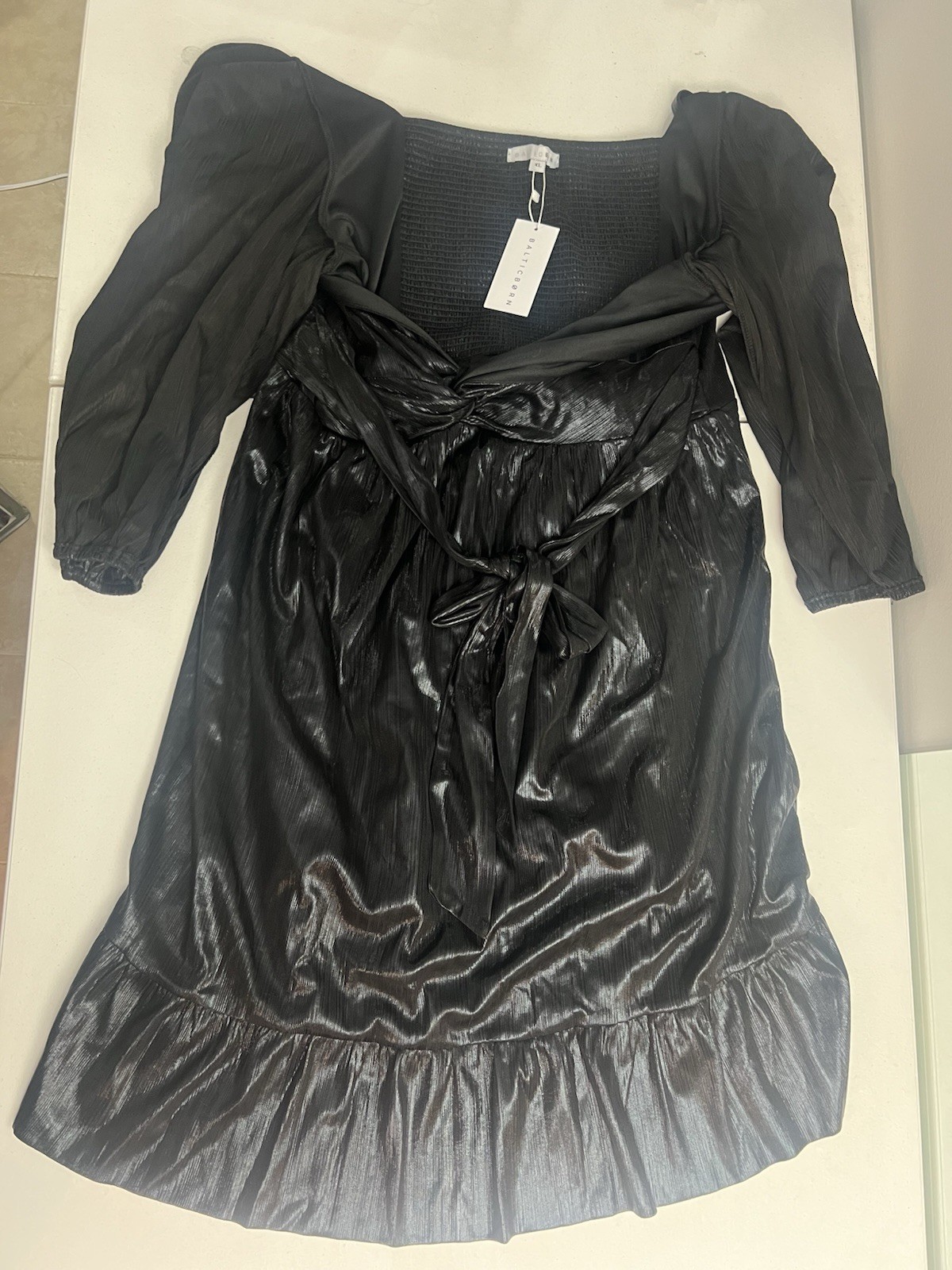 Baltic Born Louvre Metallic Dress, Black, Size XL