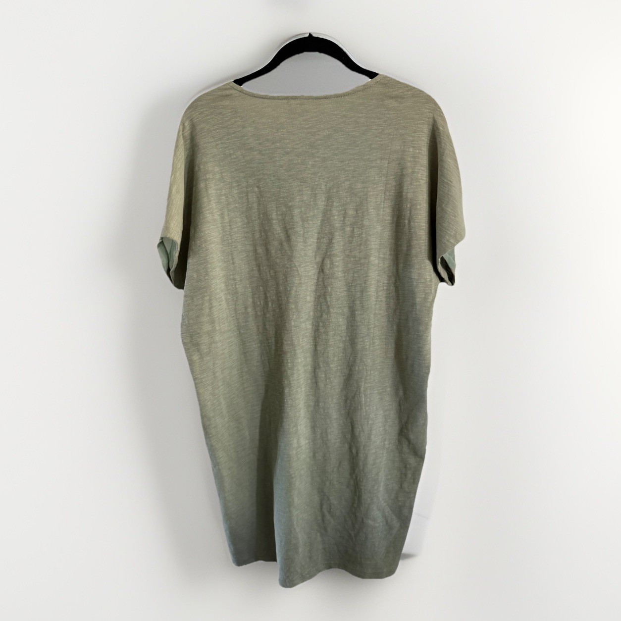 ANTHRO Akemi + Kin Hanselle Cocoon Shift Dress Mixed Panels Sage Green Cotton PS