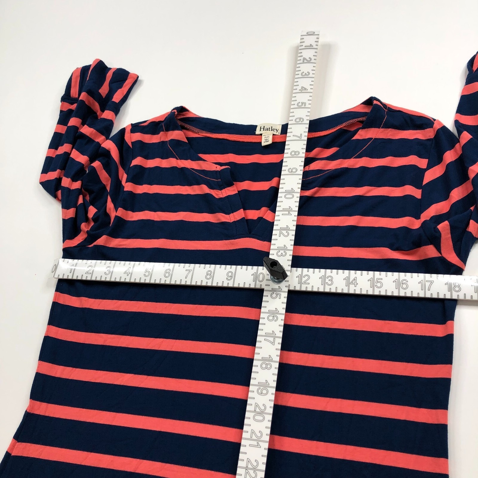 Hatley Medium V-Neck Long Sleeve Women’s Above Knee Dress Blue Orange