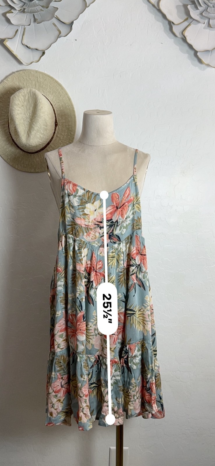 Oneill baby doll tropical floral summer sun dress XL beach resort flowy ruffle