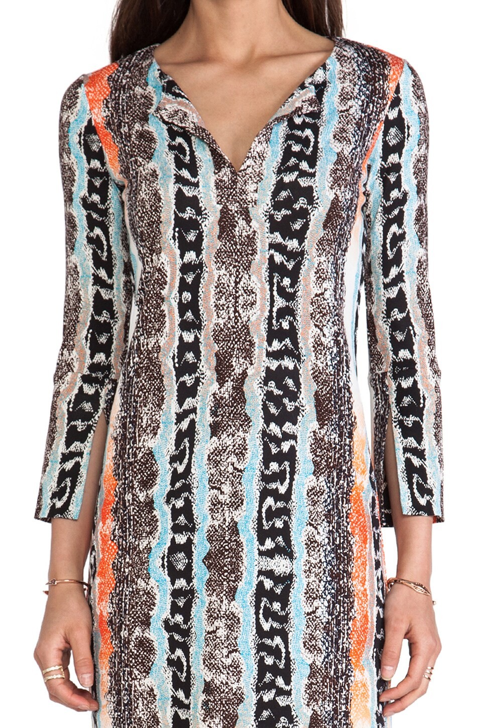 Diane von Furstenberg NEW REINA TWO Silk 3/4 Sleeve Mini Dress in Oasis Snake, 4