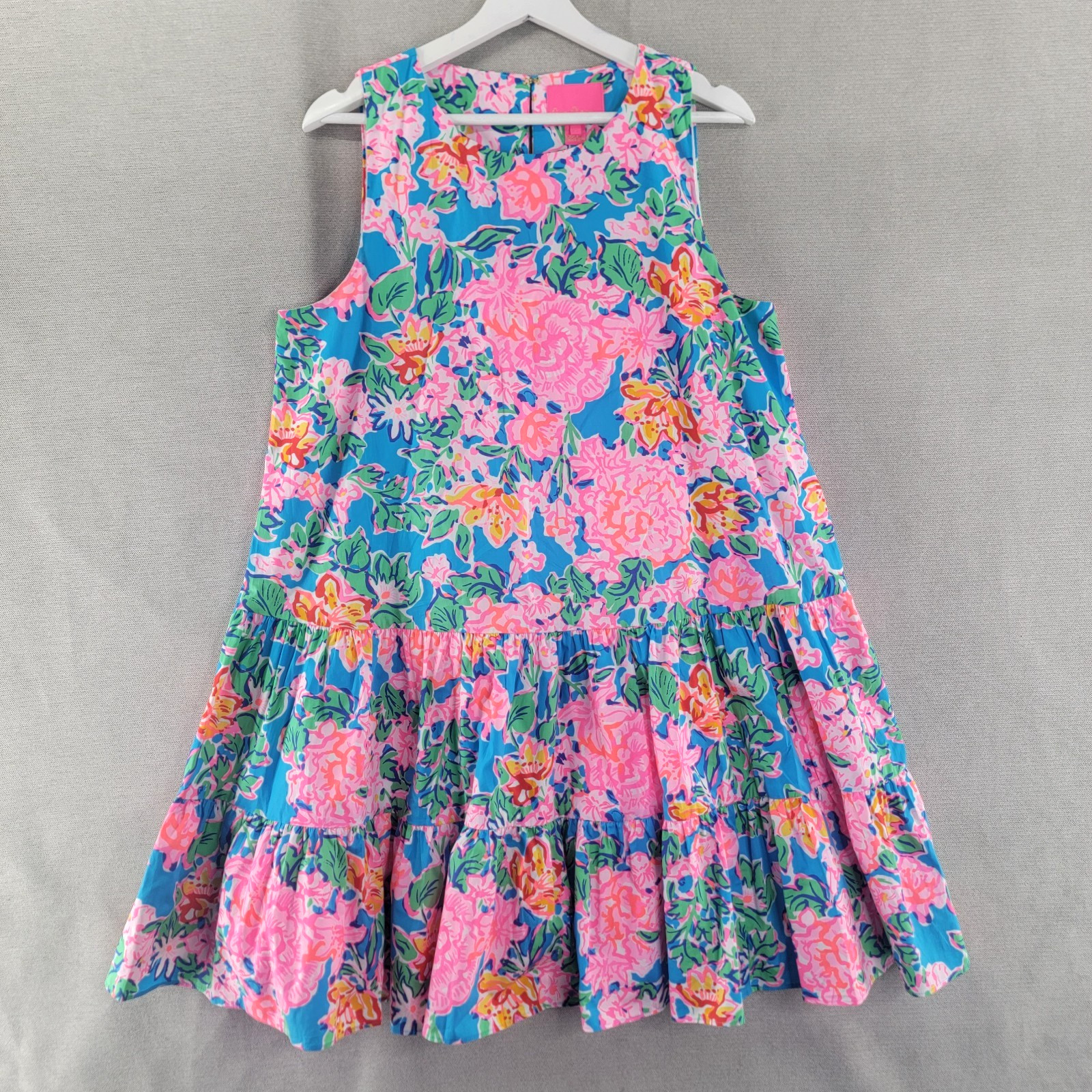 Lilly Pulitzer Dress Trina Tiered Rose To The Occasion Poplin Swing Size Large
