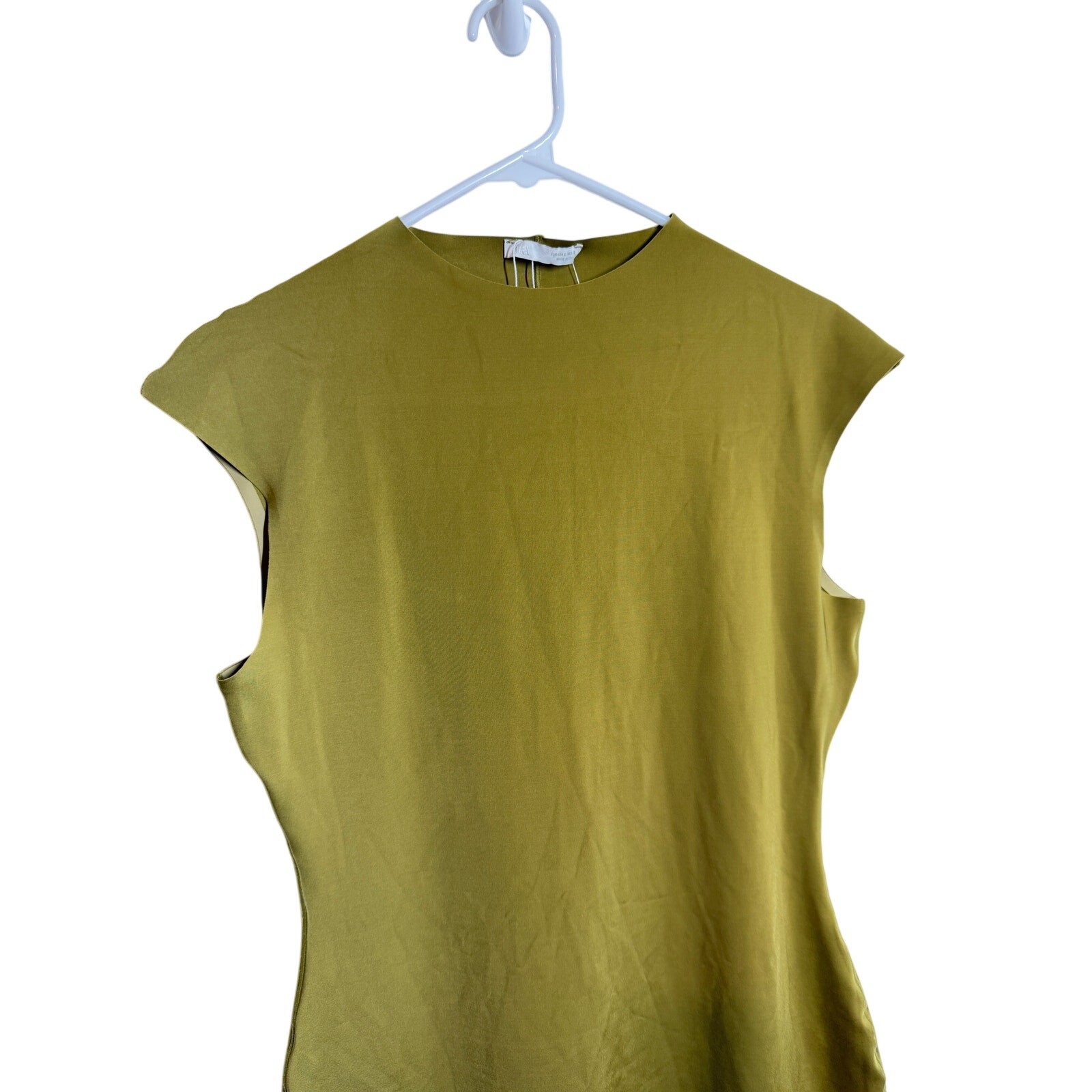 Zara Olive Green sculpting bodycon Polyamide Midi Dress size L NWOT minimalist