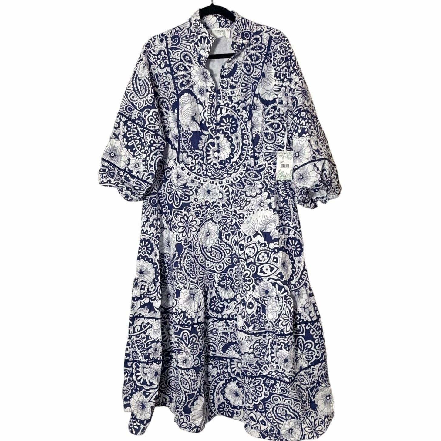 Tuckernuck Hyacinth House Navy & White Floral Hillsborough Midi Dress