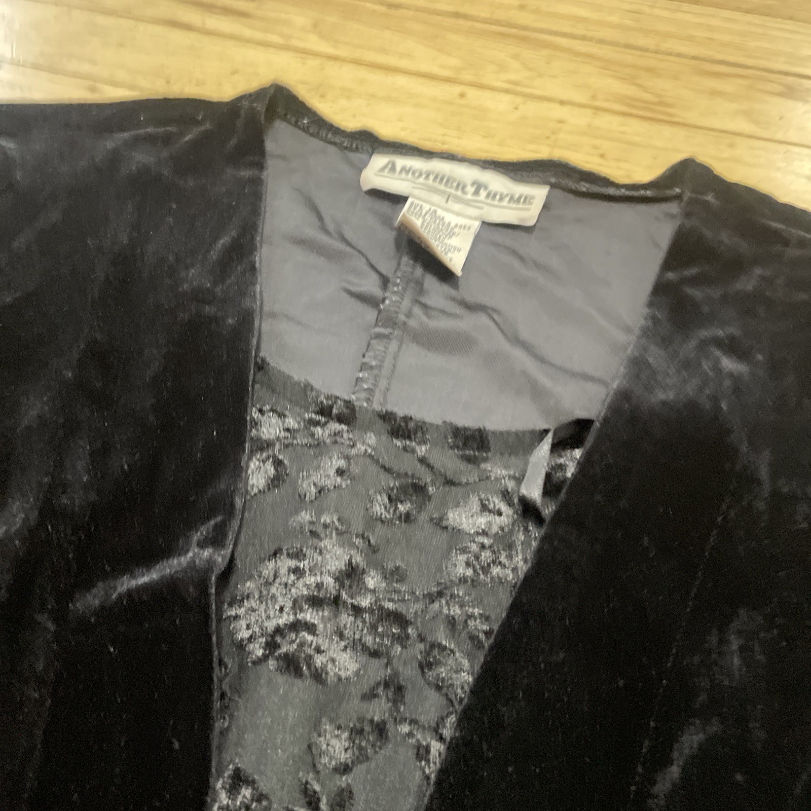 Another Thyme Dress Witchy Black Velvet women 14 Fairy WhimsyGoth vtg 90s Velour