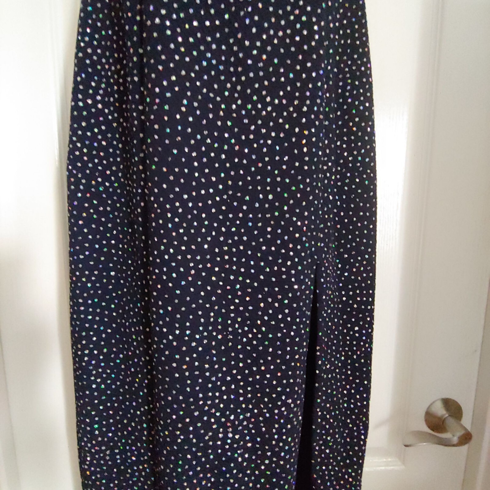 Cache Allover Crystal Rhinestone Evening Sparkly Sleeveless Mock Neck Maxi Dress