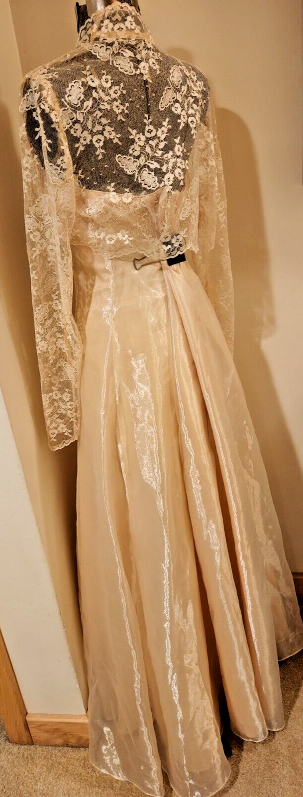 Scott McClintock Gold Shimmer Strapless Full Length Gown Dress Millennium 2000