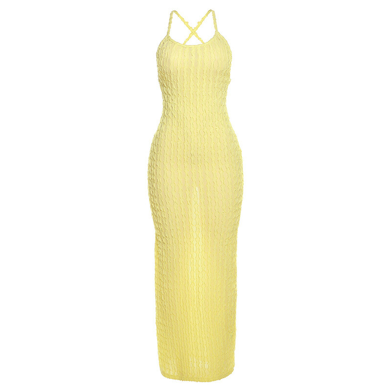 Women’s Dress Suspender Backless Sexual Temperament Spice Girl Solid Color