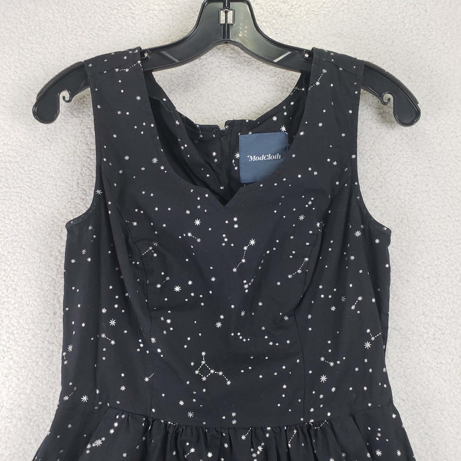 ModCloth Celestial Constellation Fit & Flare Dress Womens 6 Black Retro Indie