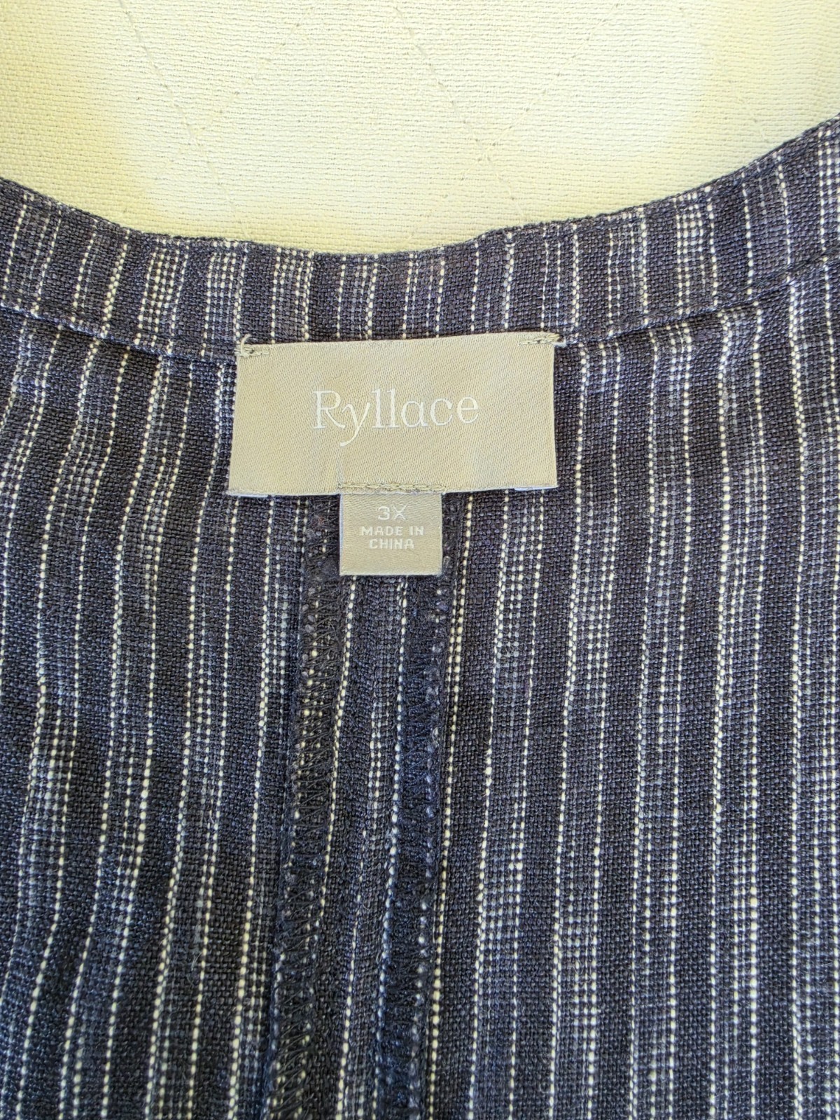 Ryllace Plus 3XL linen black stripe dress