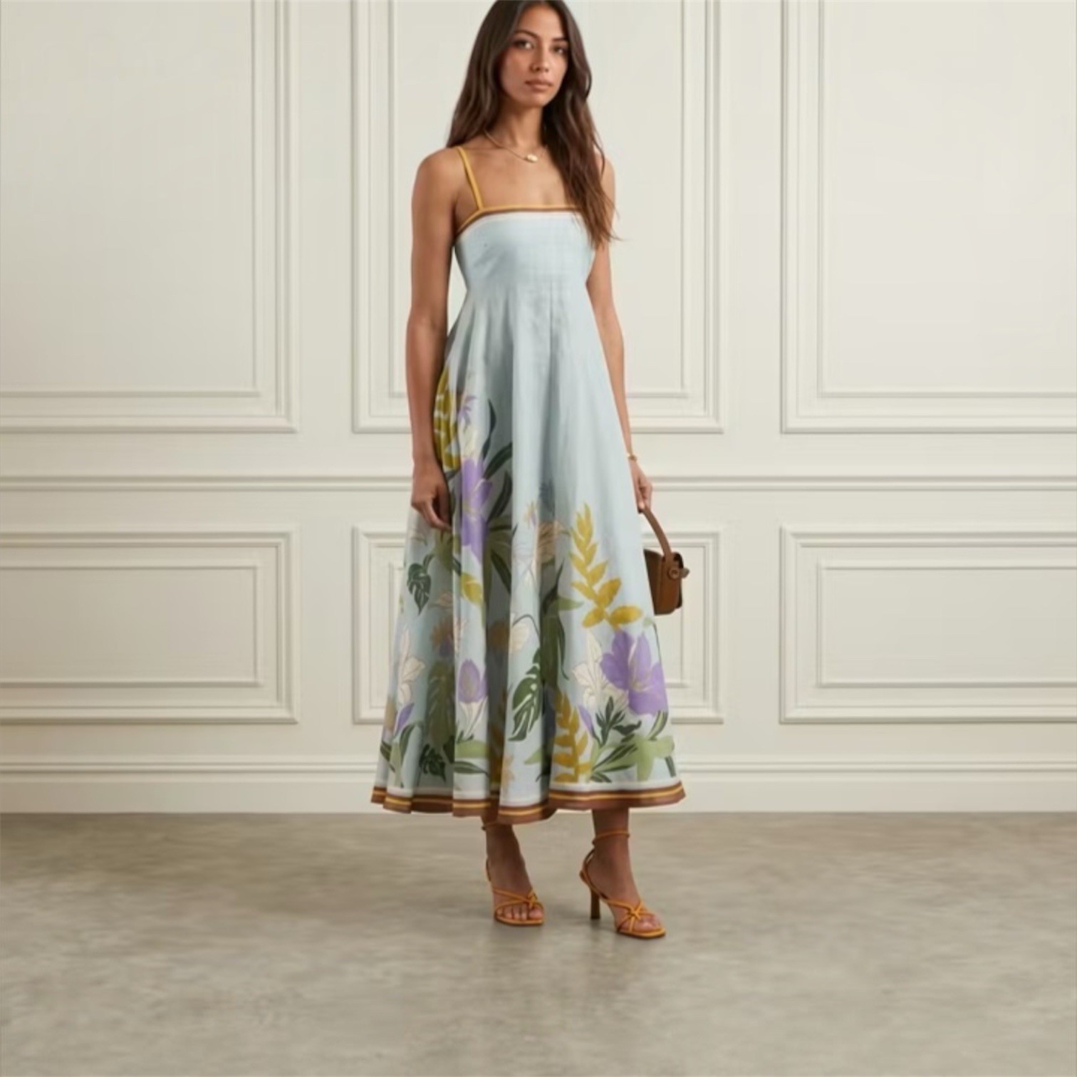 Alemais Alfie Dress Sundress Midi Blue Floral