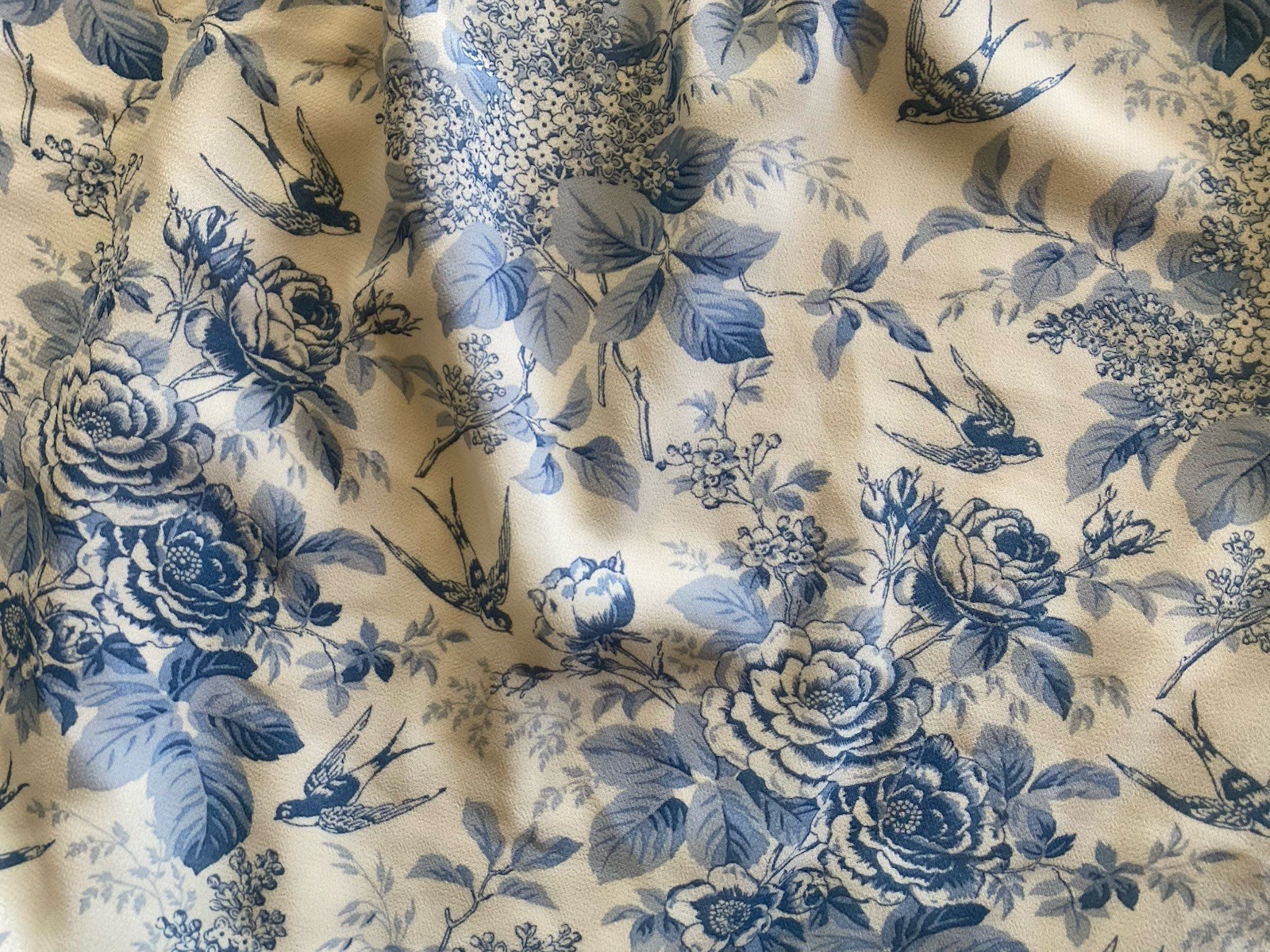 Pink Ripple Dress White Blue Pattern, Romantic, Whimsical, Cottagecore, Size L
