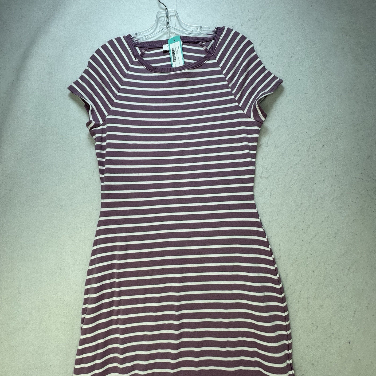 NWT Gilli Size Large Fitted Bodycon T Shirt Maxi Dress Purple Striped Stitchfix