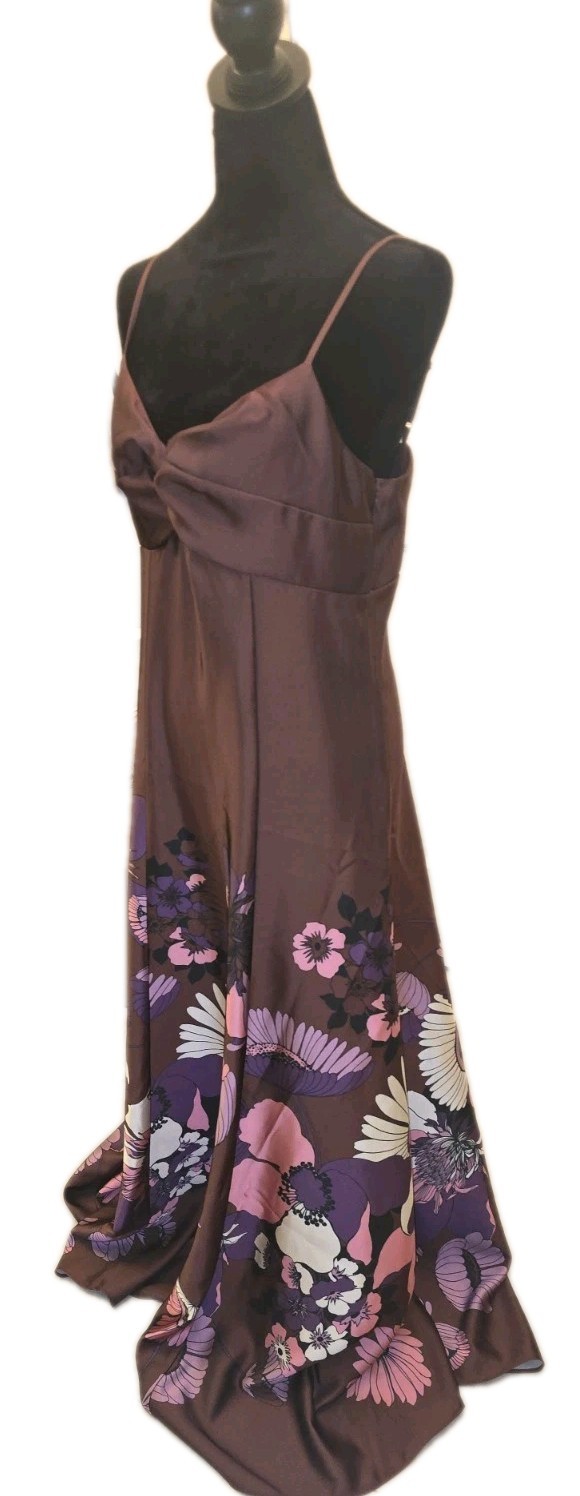 NWT Express Satin drape twist strap Long dress floral print SZ M Retail $228