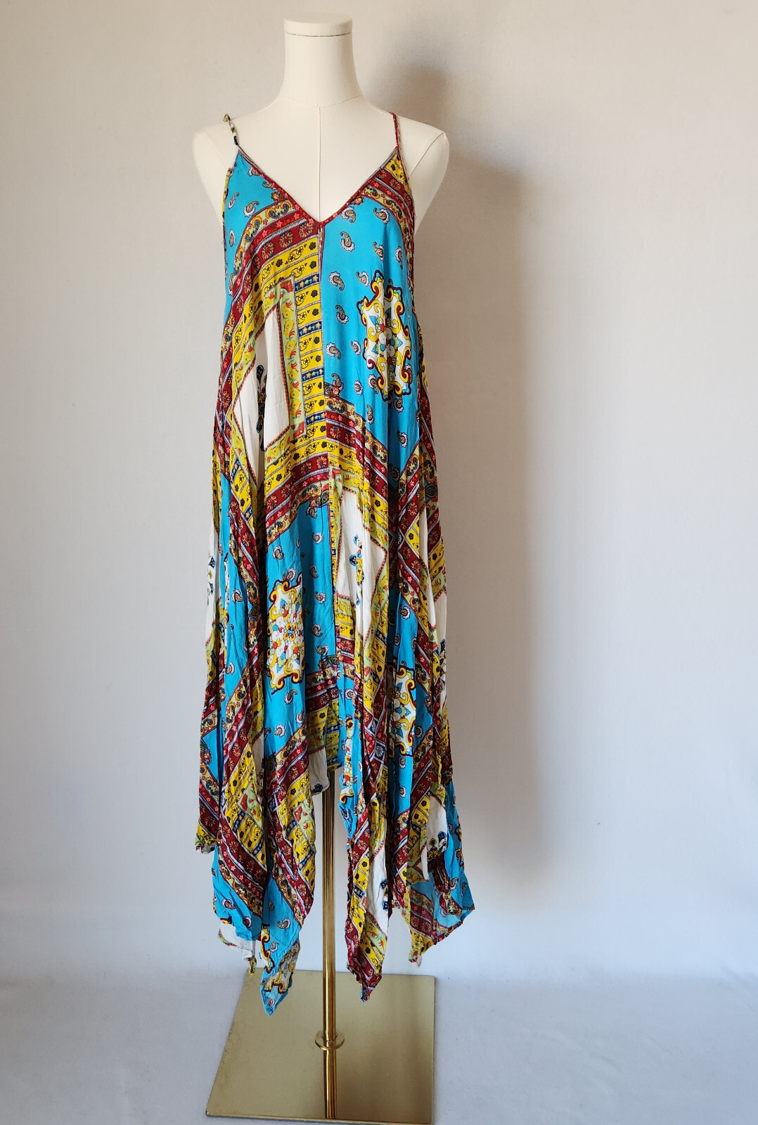 NWoT True Destiny Floral Paisley Handkerchief Beach Sundress Multicolor Womens L