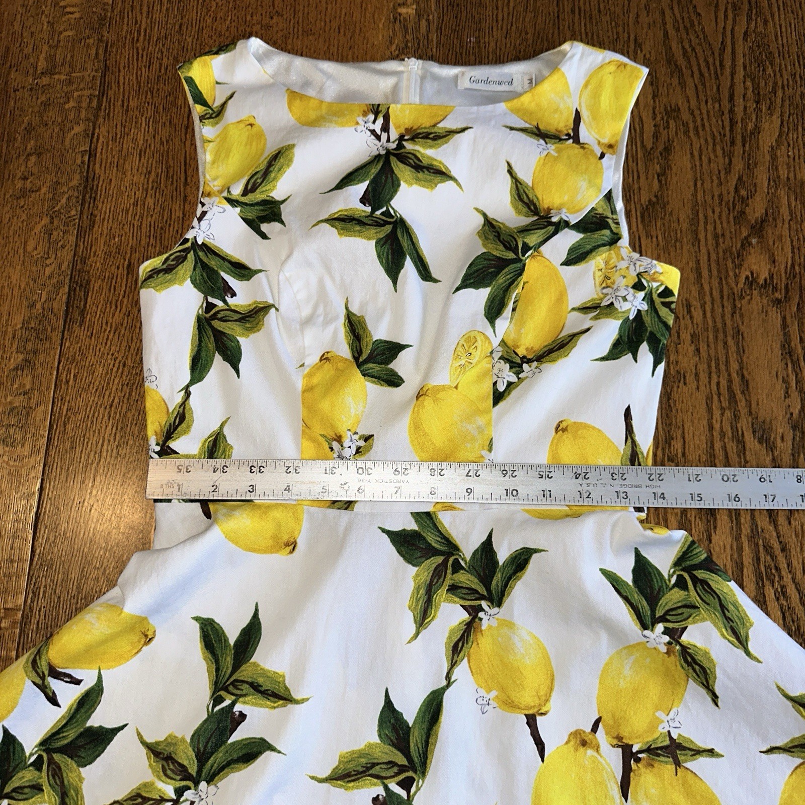 Retro Lemon Dress Medium Euro Summer Cottagecore Romantic Fit Flare Gardenwed