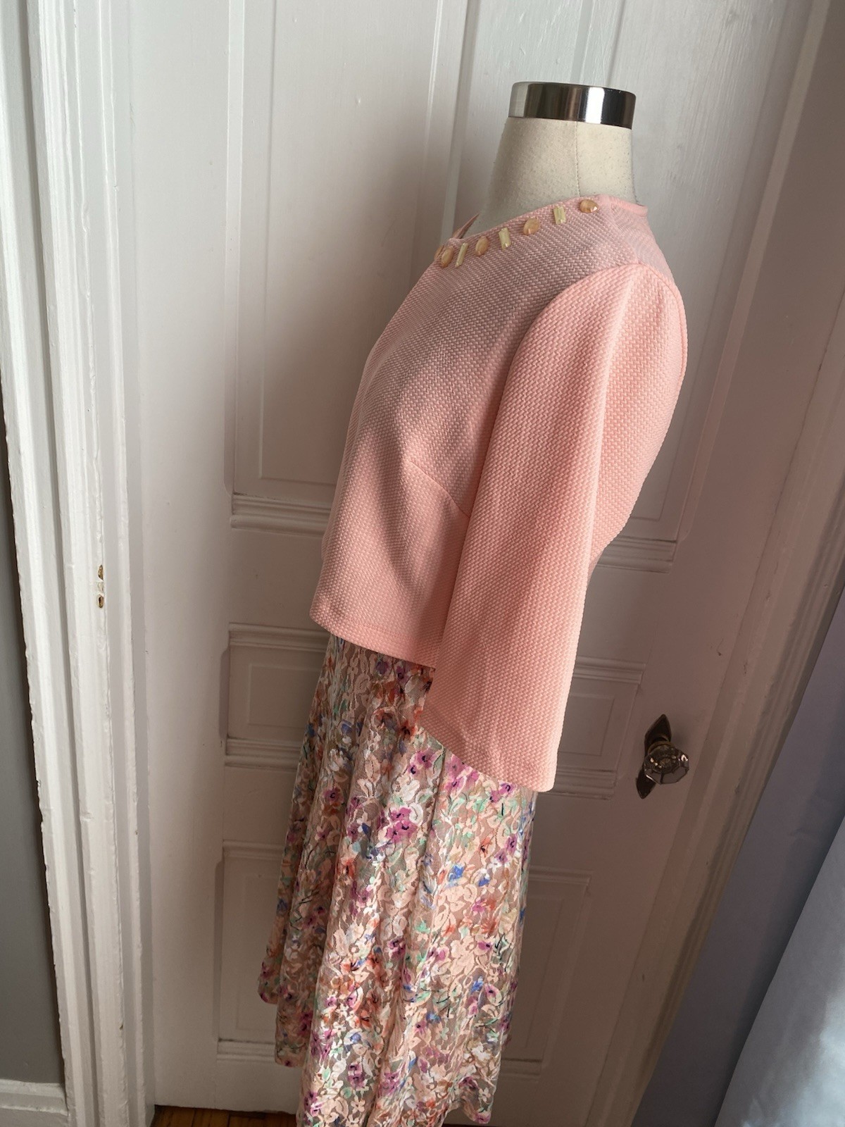 PRECEPTION NEW YORK PINK FLORAL LACE PULLOVER DRESS-PINK SWEATER TOP-SIZES!