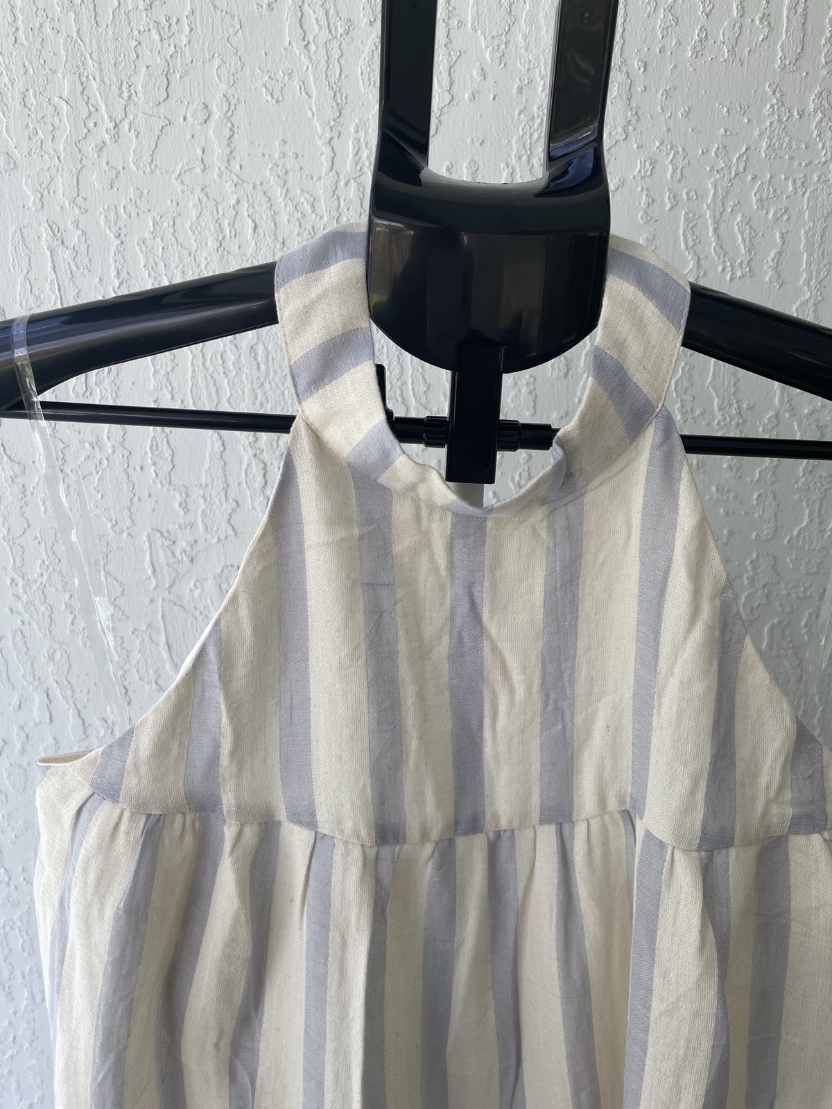 Andree by Unit Womens Striped Halter Mini Dress Blue Cream Ruffle Hem Size M NEW