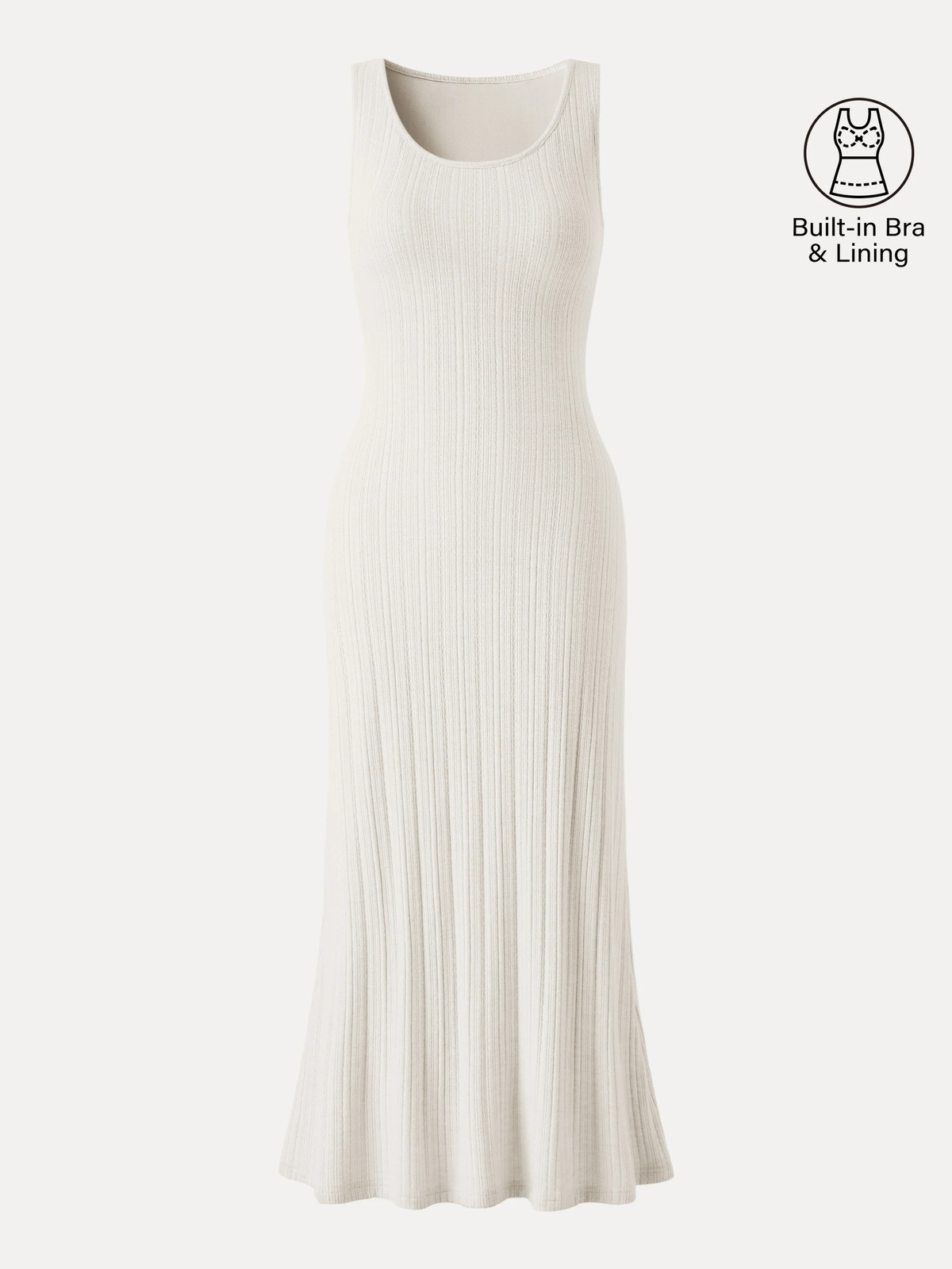 New Arrival OGLMOVE Pointelle U-Neck Maxi Bra Dress Soft Fit