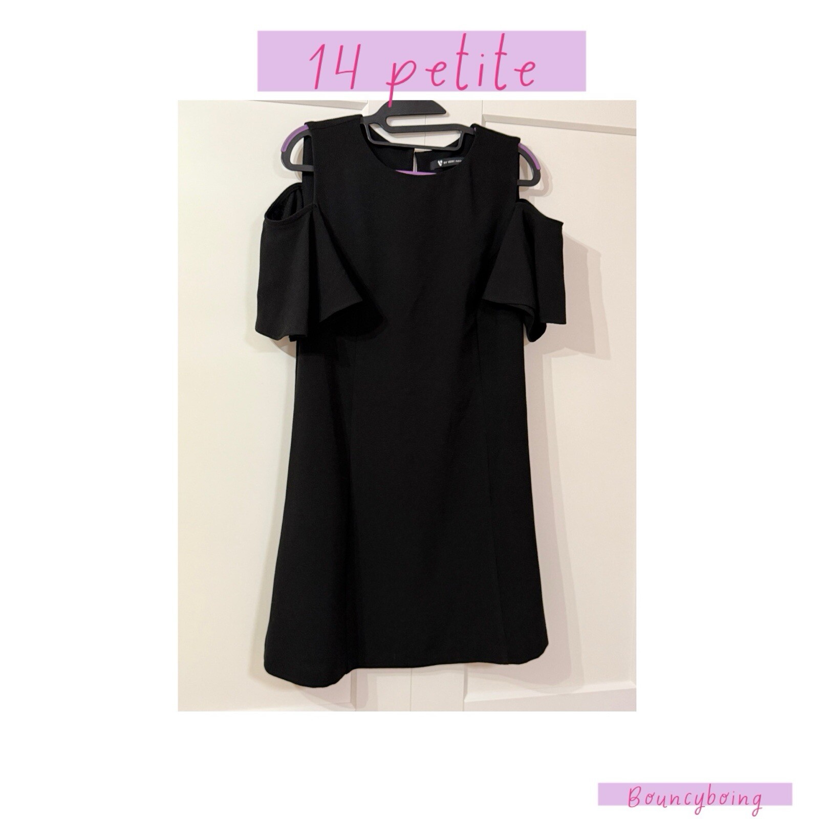 Petite 14 Black Cold Shoulder Dress Ladies Womens