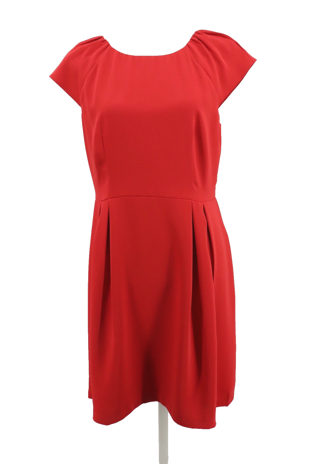 Ann Taylor Loft Pleated Dress Womens Size 10 Red Cap Sleeve Career Casual New