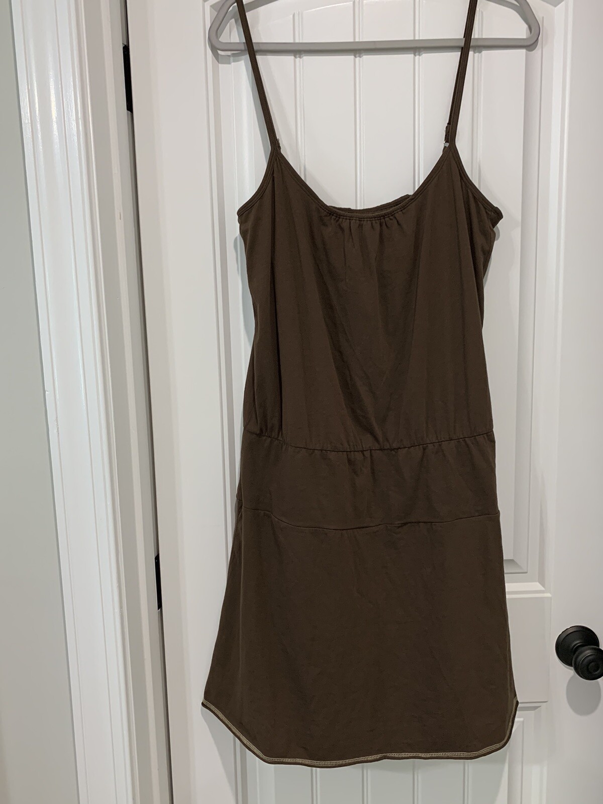 Red Camel Tiered Dress Womens Sz XL Spaghetti Strap Brown Cotton Spandex Comfy