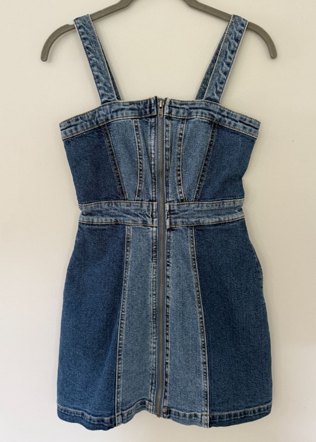 Wild Fable two-tone denim mini dress full-zip XXS (NWOT)