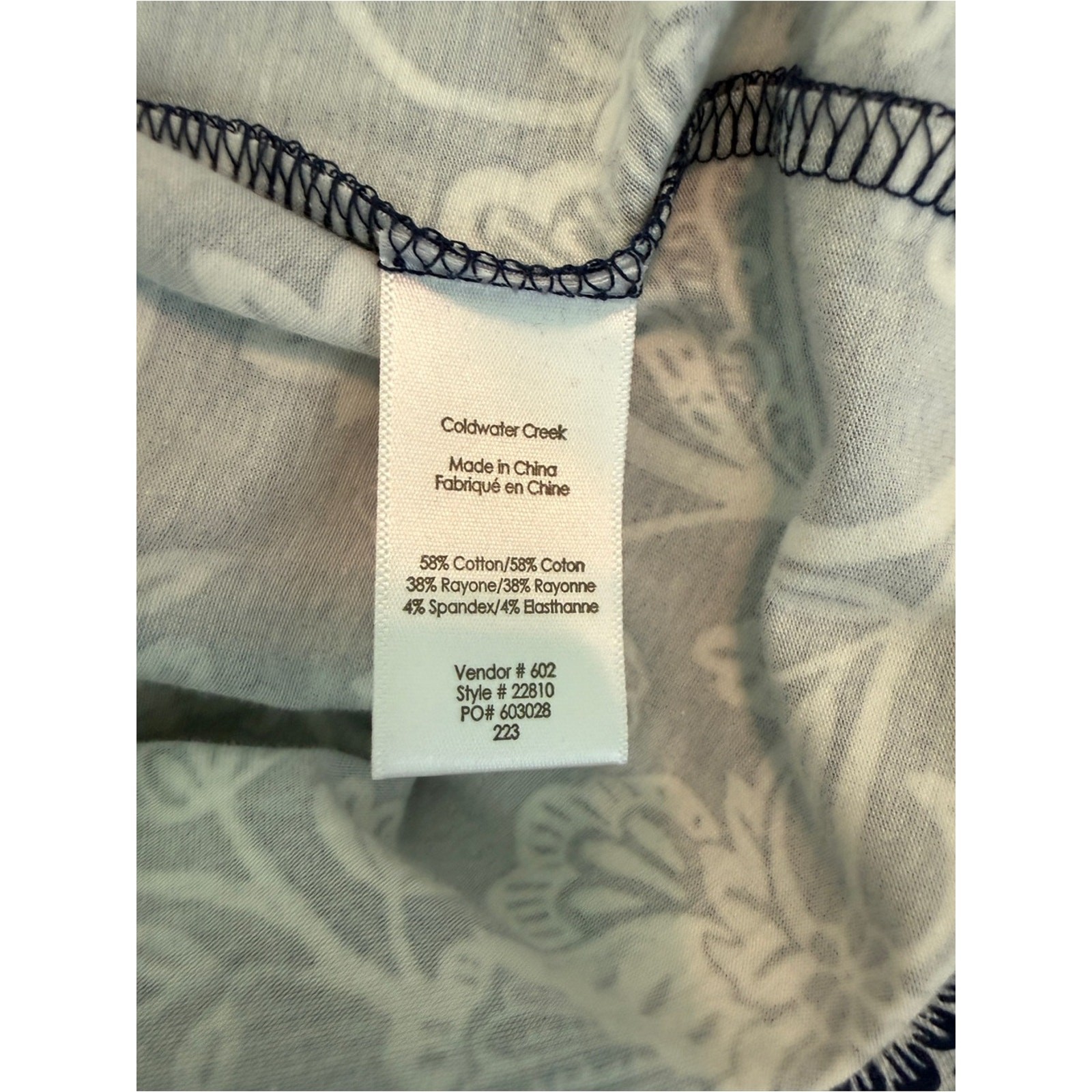 Coldwater Creek Navy Blue and White Floral Midi Dress Pockets Excellent Large