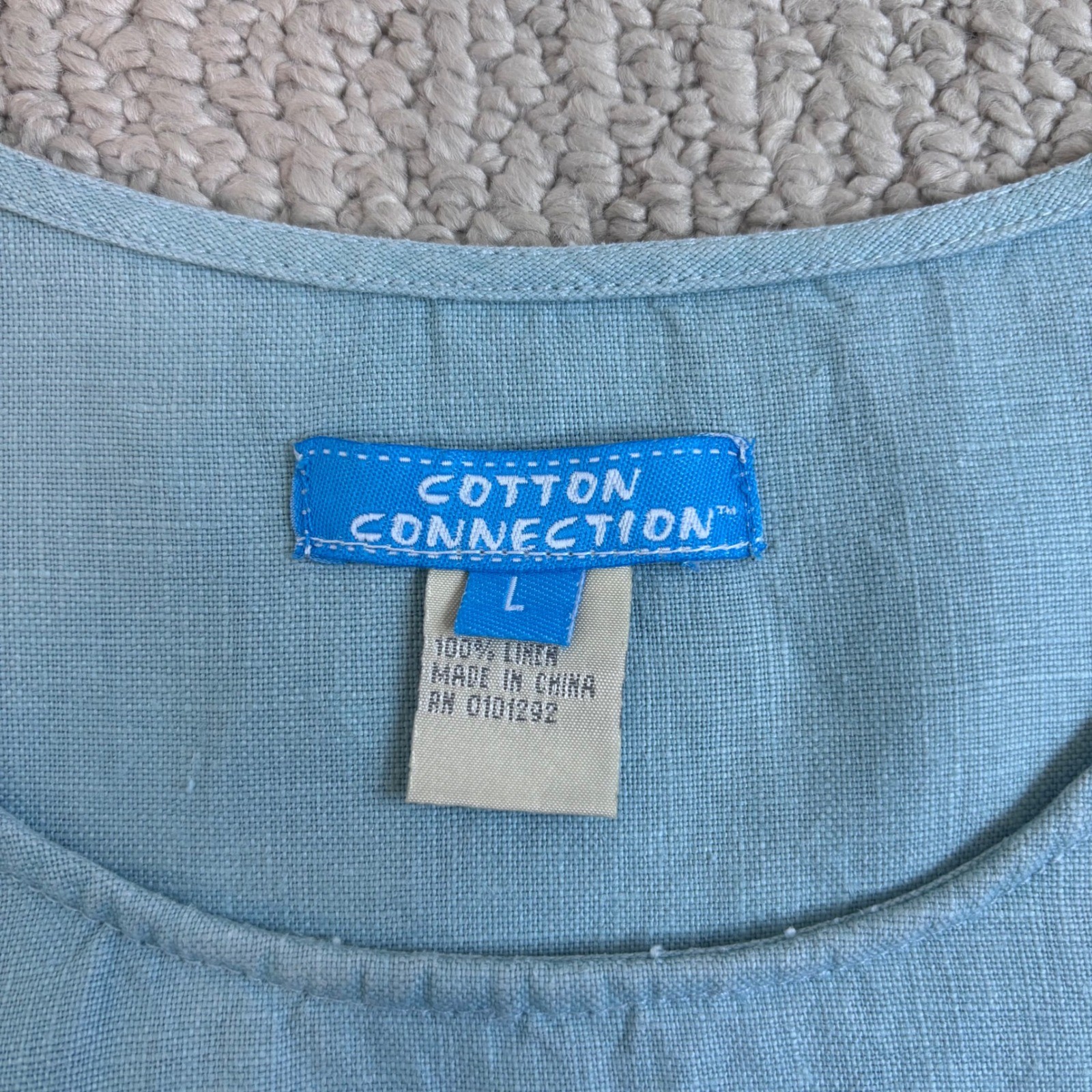 Cotton Connection 100% Linen Sleeveless Shift Dress, Blue Large, Natural Fibers