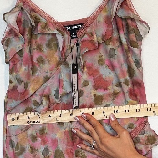 NWT Steve Madden Versailles Floral Ruffle Dress Asymmetric Georgette Lace