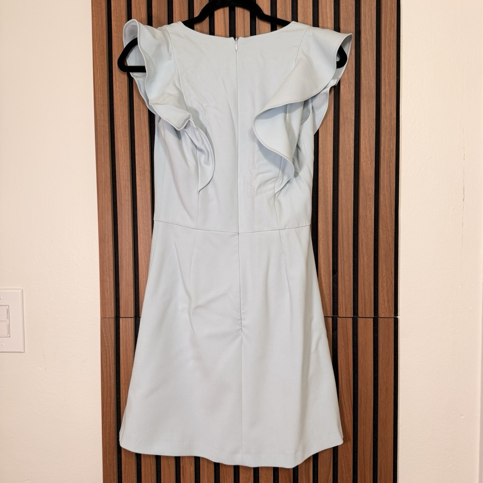 French Connection Light Blue Ruffle V-Neck Flutter Sleeve A-Line Short Dress 2
