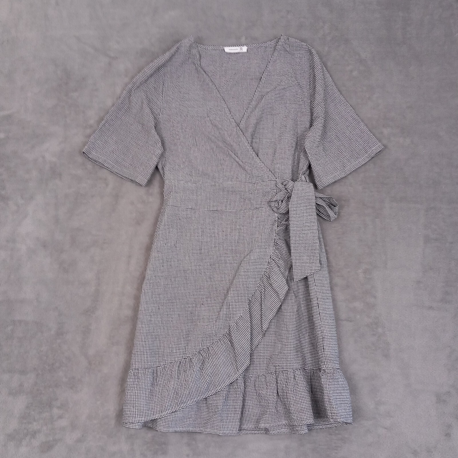 Mademoiselle R La Redoute Womens Monochrome Gingham Wrap Dress Ruffle UK 8