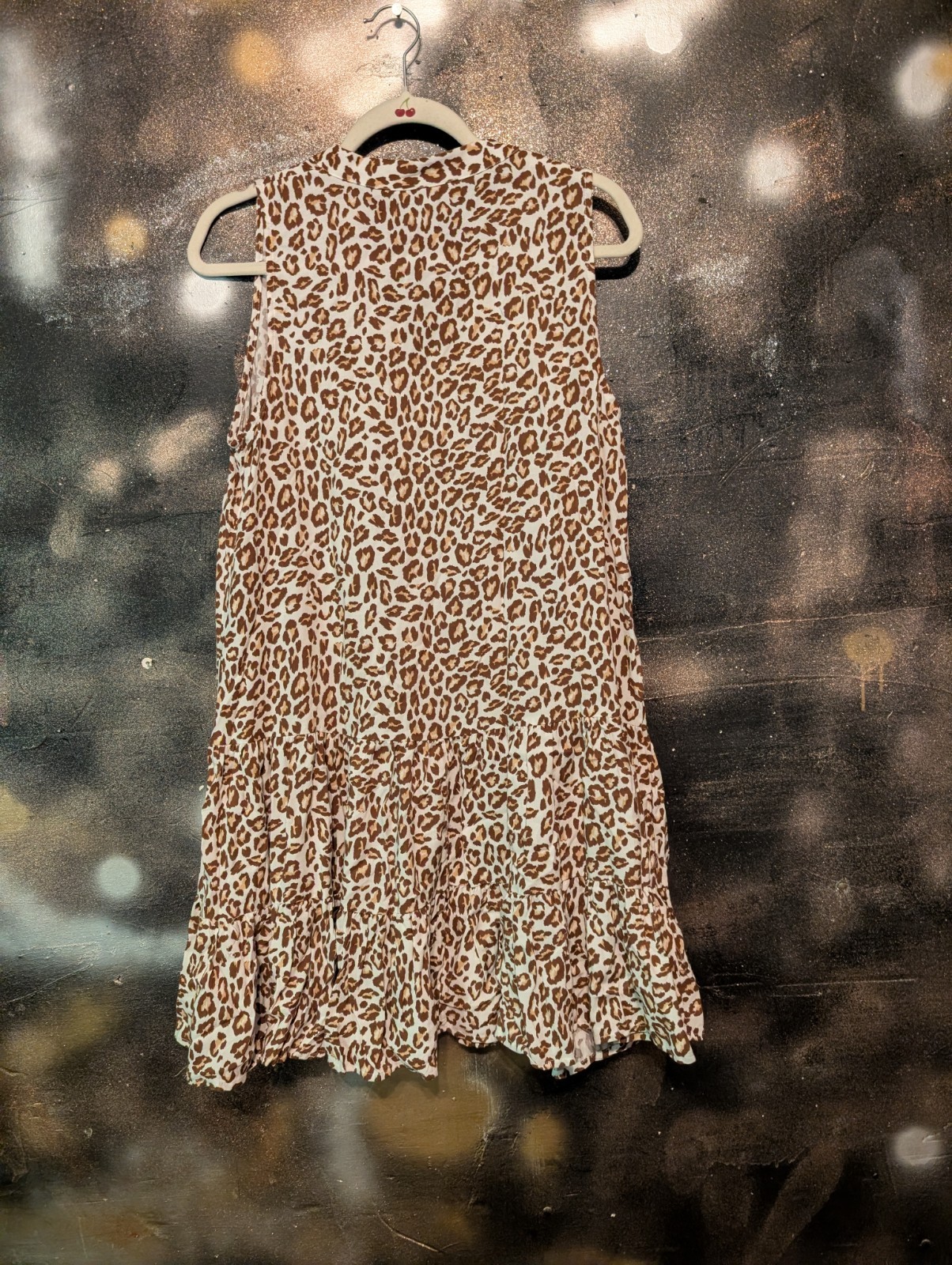 Nine West Leopard Print Sleeveless Tiered Dress Women’s Size Medium 100% Rayon