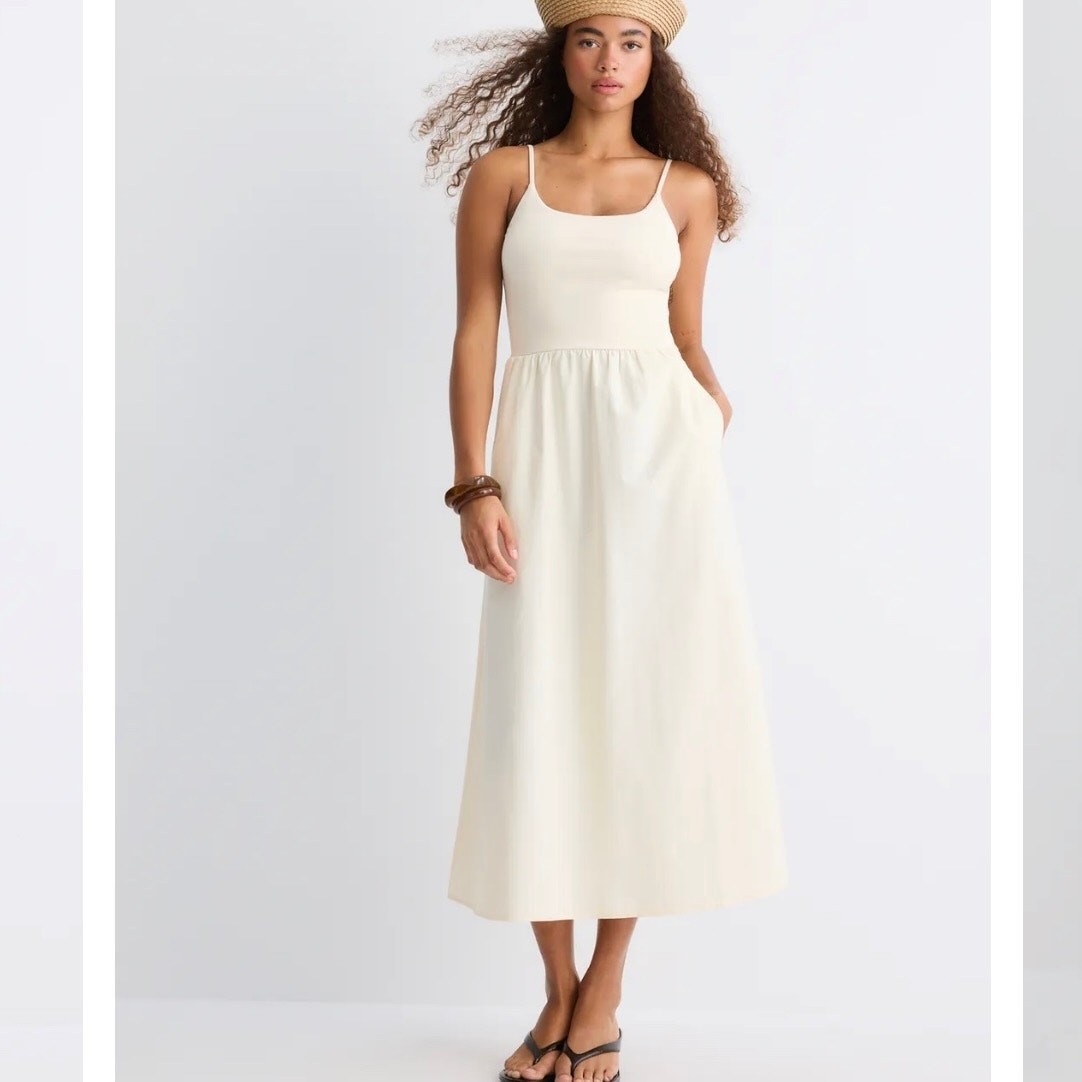 Stradivarius Midi Dress Light Yellow XS